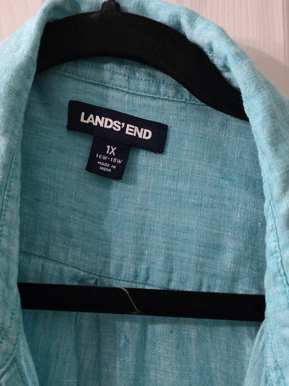 Lands' End Linen Button-Up in Aqua